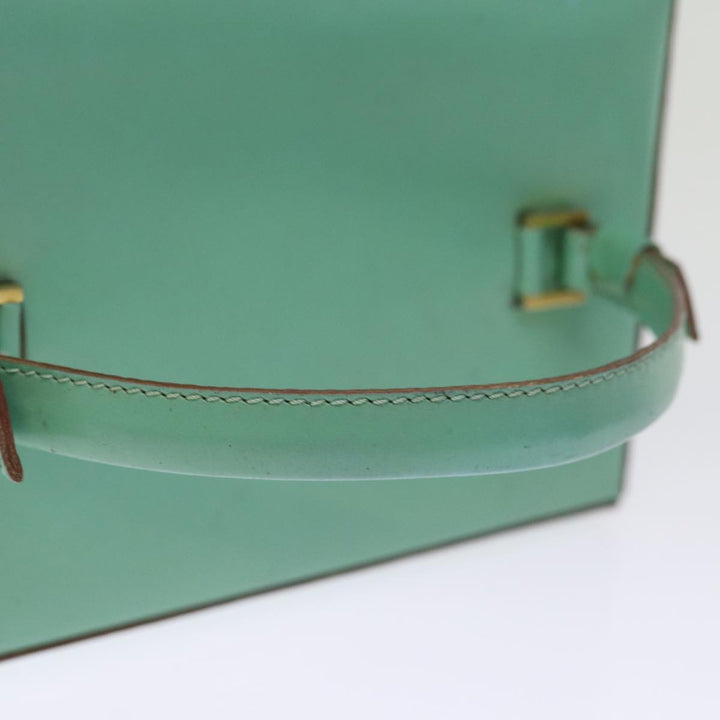 Celine Vanity Cosmetic Pouch Leather Green Auth 74541