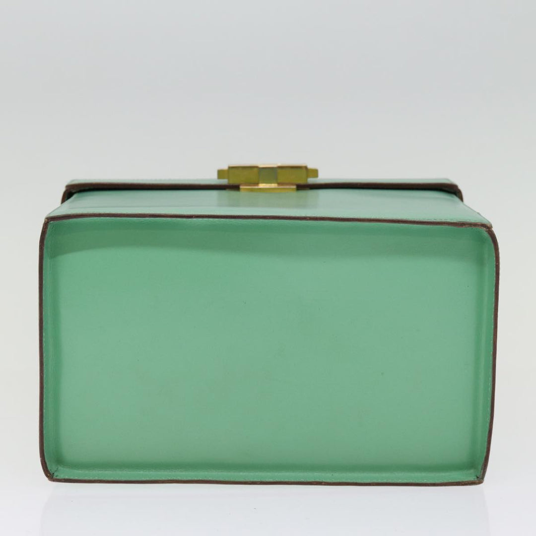 Celine Vanity Cosmetic Pouch Leather Green Auth 74541