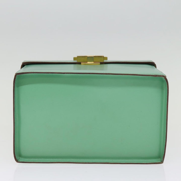 Celine Vanity Cosmetic Pouch Leather Green Auth 74541