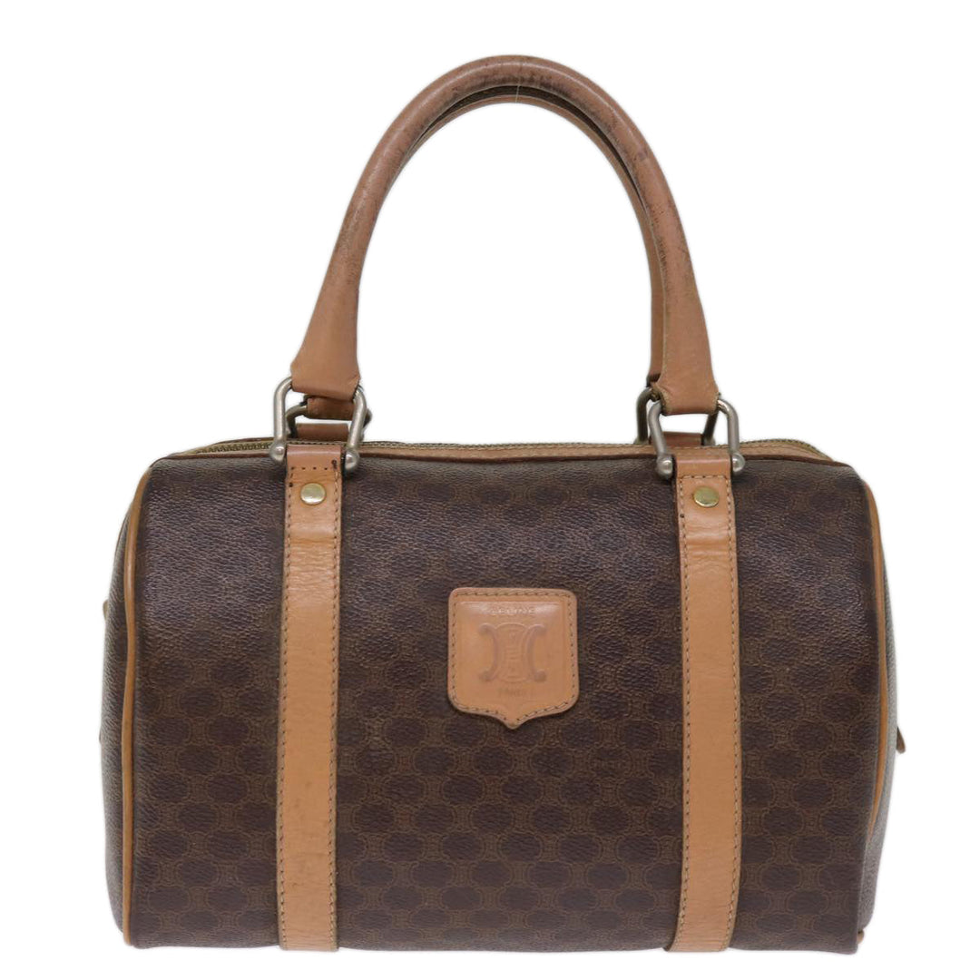 Celine Macadam Canvas Hand Bag PVC Brown Auth 74542