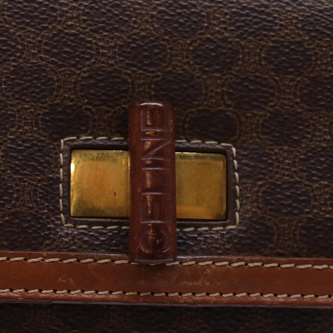 Celine Macadam Canvas Hand Bag PVC 2way Brown Auth 74543