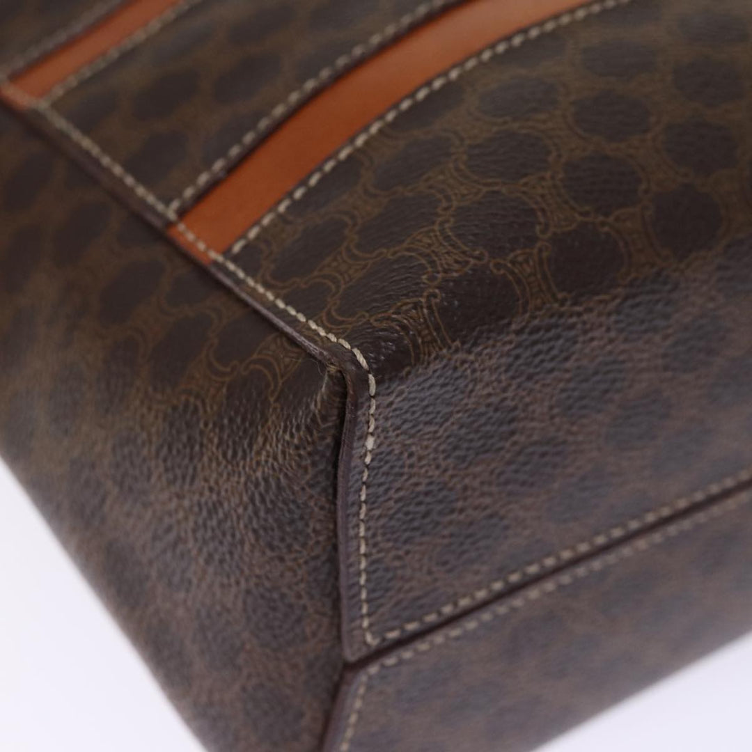 Celine Macadam Canvas Hand Bag PVC Brown Auth 74544