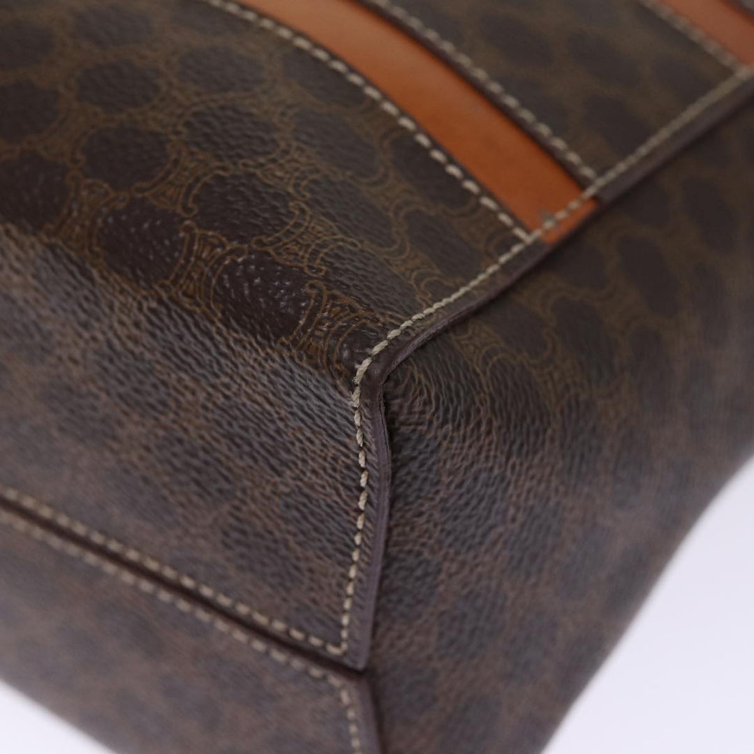 Celine Macadam Canvas Hand Bag PVC Brown Auth 74544