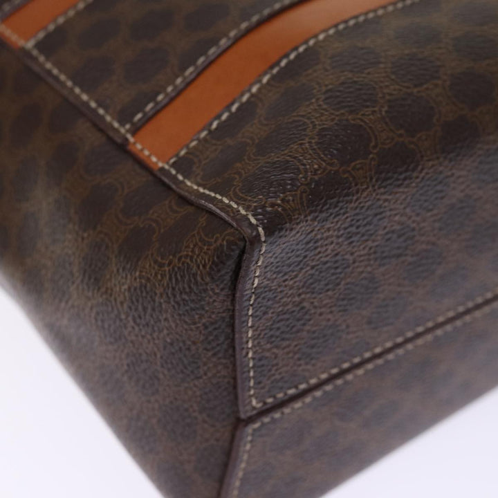 Celine Macadam Canvas Hand Bag PVC Brown Auth 74544