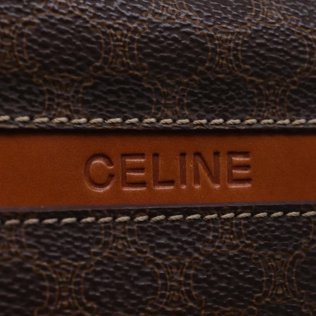 Celine Macadam Canvas Hand Bag PVC Brown Auth 74544