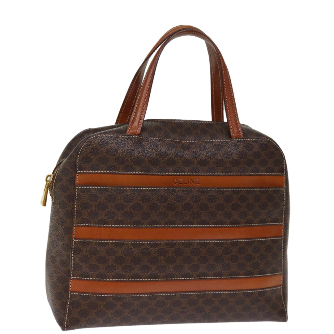 Celine Macadam Canvas Hand Bag PVC Brown Auth 74544