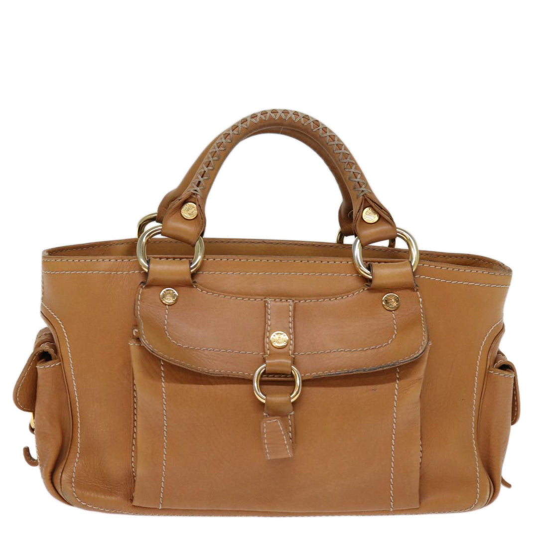 Celine Hand Bag Leather Brown Auth 74545
