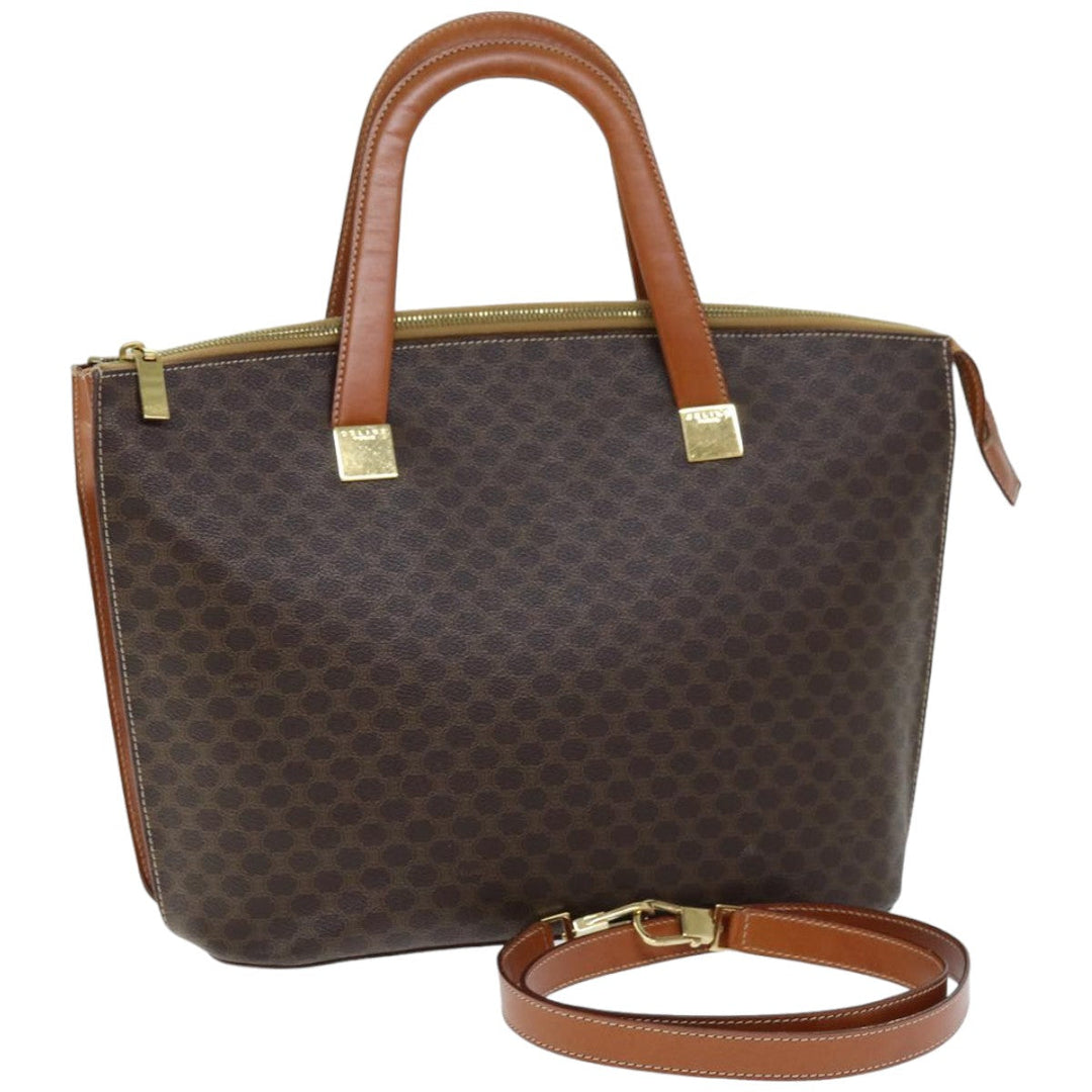 Celine Macadam Canvas Hand Bag PVC 2way Brown Auth 74548