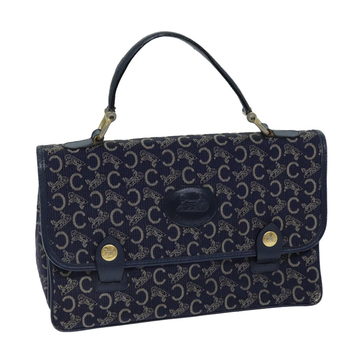Celine C Macadam Canvas Hand Bag Navy Auth 74584