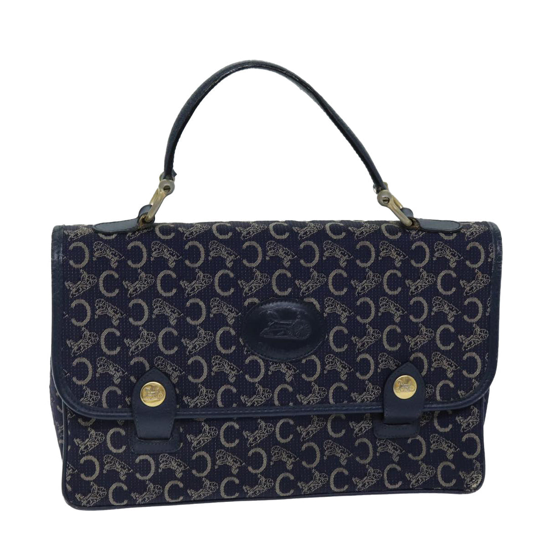 Celine C Macadam Canvas Hand Bag Navy Auth 74584
