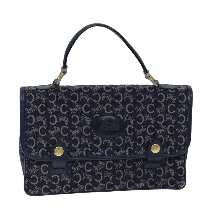 Celine C Macadam Canvas Hand Bag Navy Auth 74584