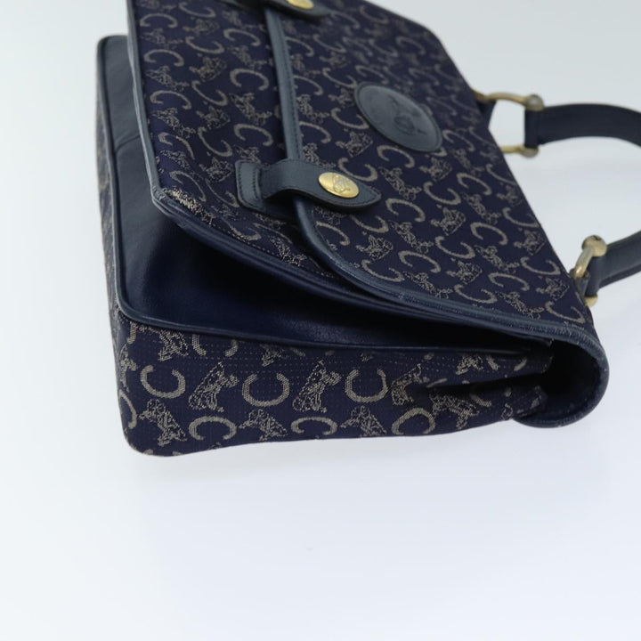 Celine C Macadam Canvas Hand Bag Navy Auth 74584