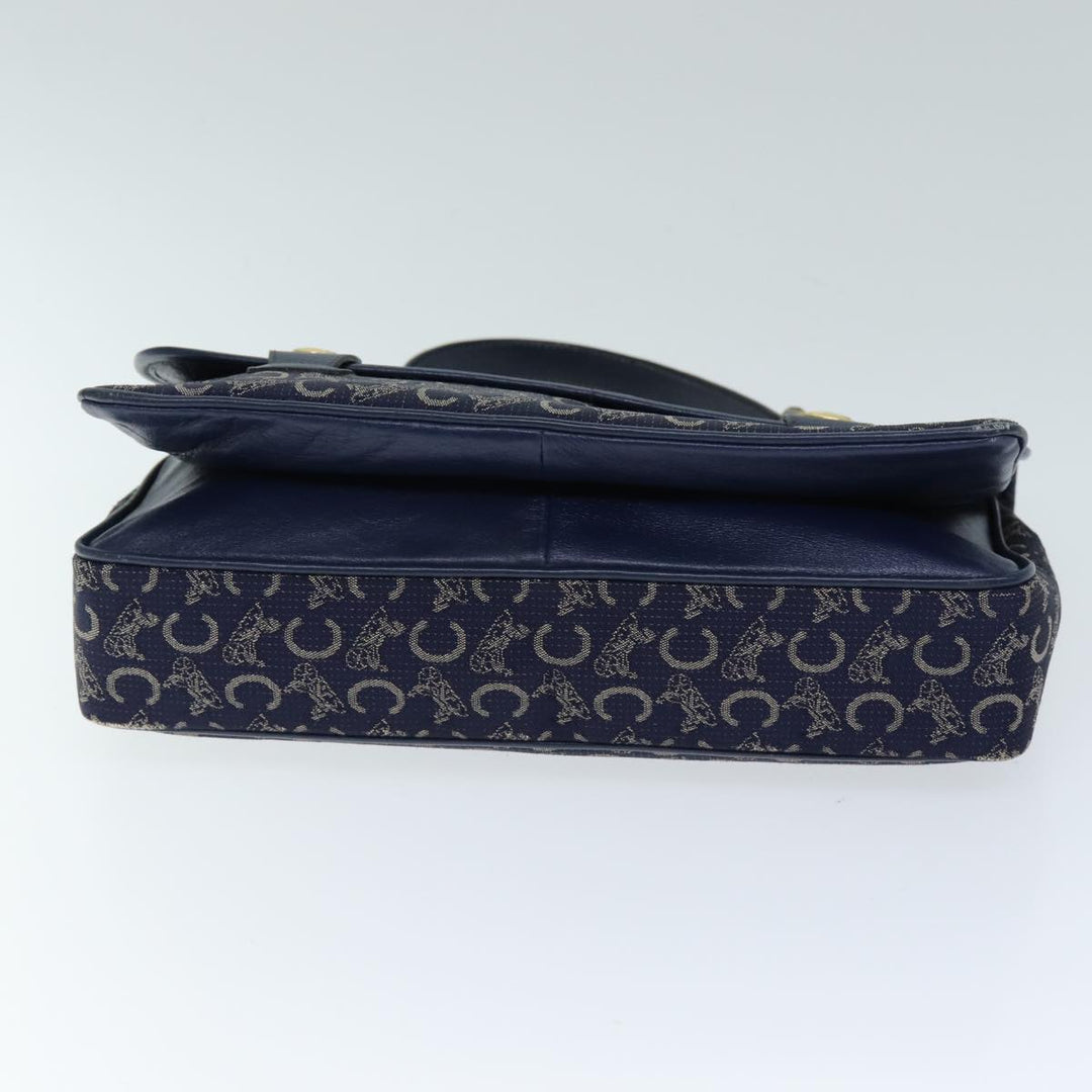Celine C Macadam Canvas Hand Bag Navy Auth 74584