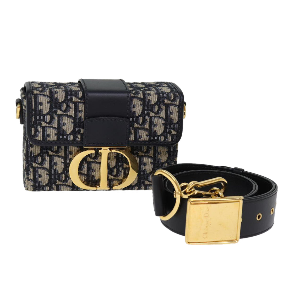 CHRISTIAN Top quality Dior Trotter Canvas Shoulder Bag Navy Auth 74612SA