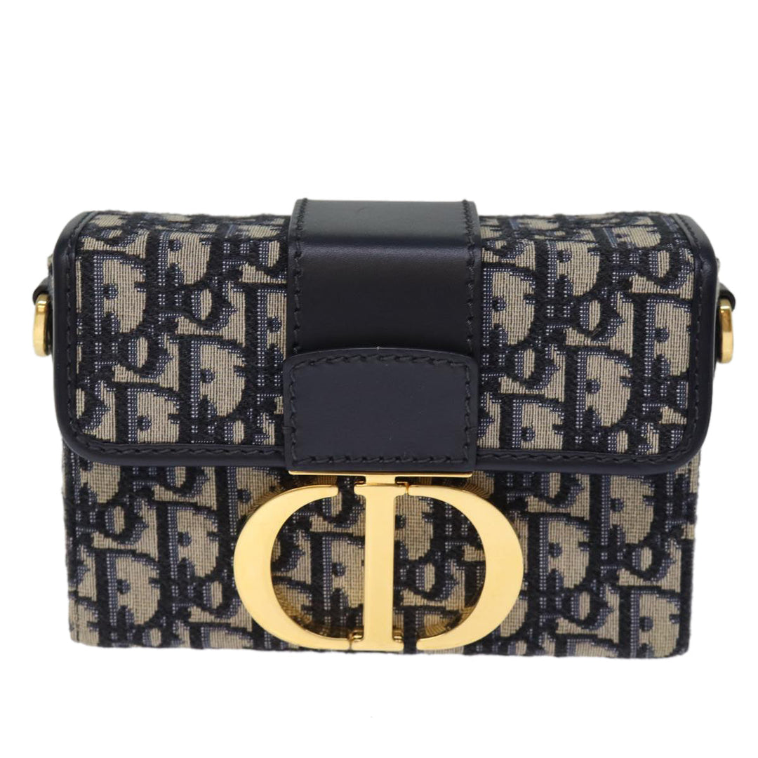 CHRISTIAN Top quality Dior Trotter Canvas Shoulder Bag Navy Auth 74612SA