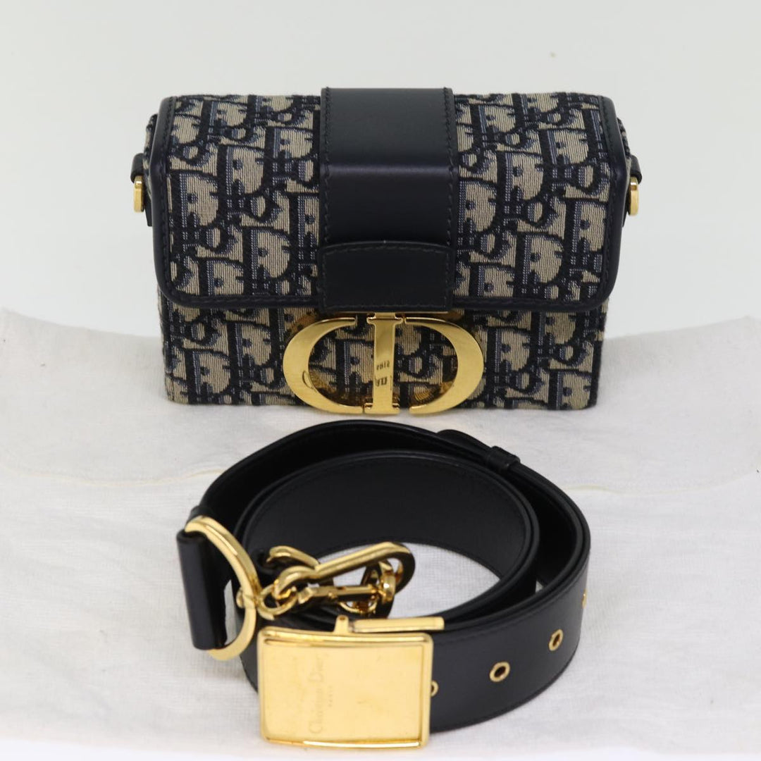 CHRISTIAN Top quality Dior Trotter Canvas Shoulder Bag Navy Auth 74612SA