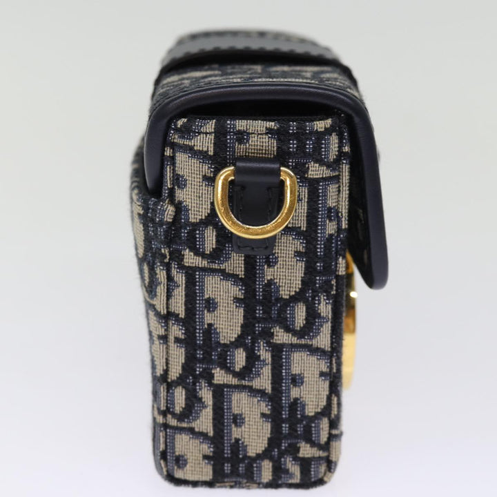 CHRISTIAN Top quality Dior Trotter Canvas Shoulder Bag Navy Auth 74612SA