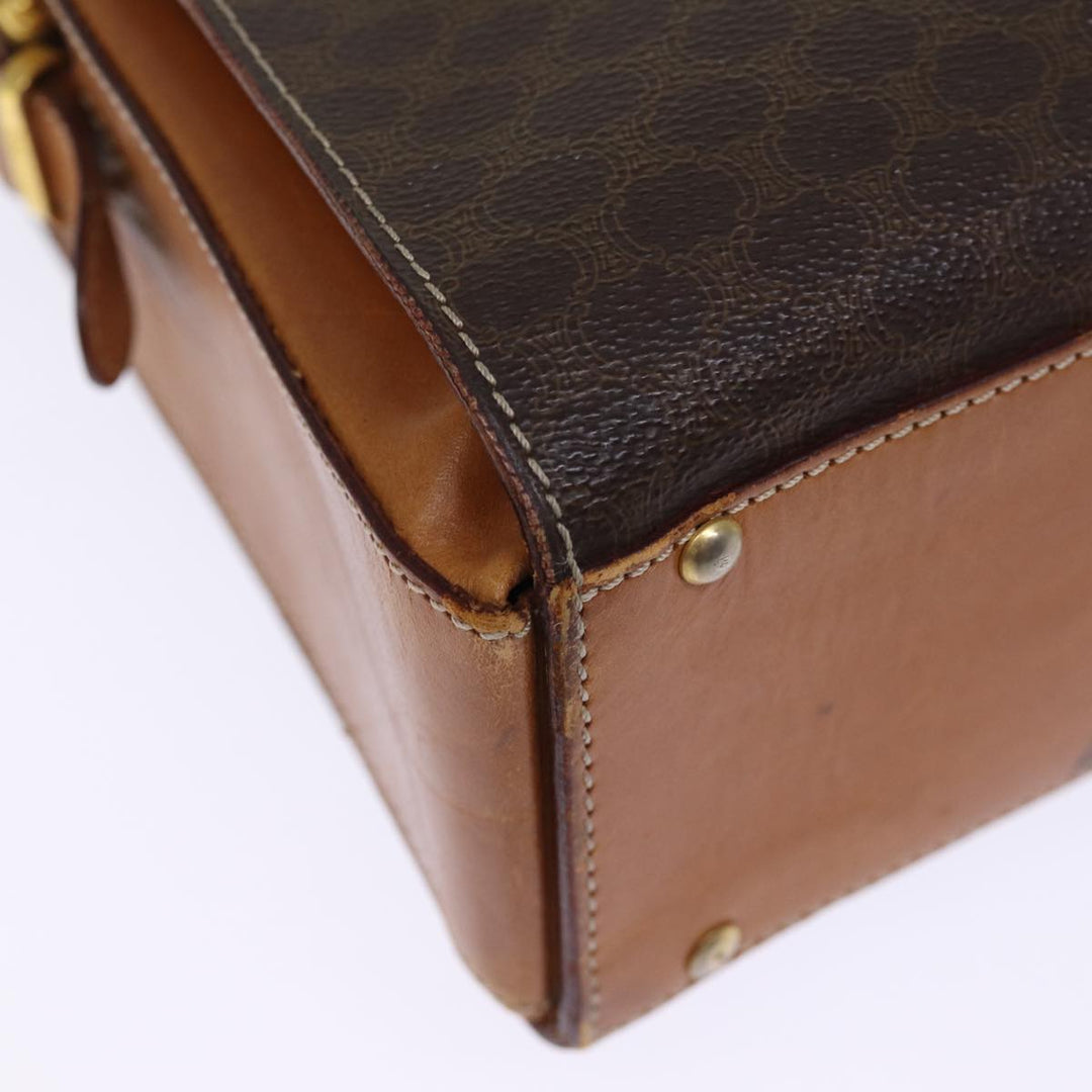 Celine Macadam Canvas Hand Bag PVC Brown Auth 74620