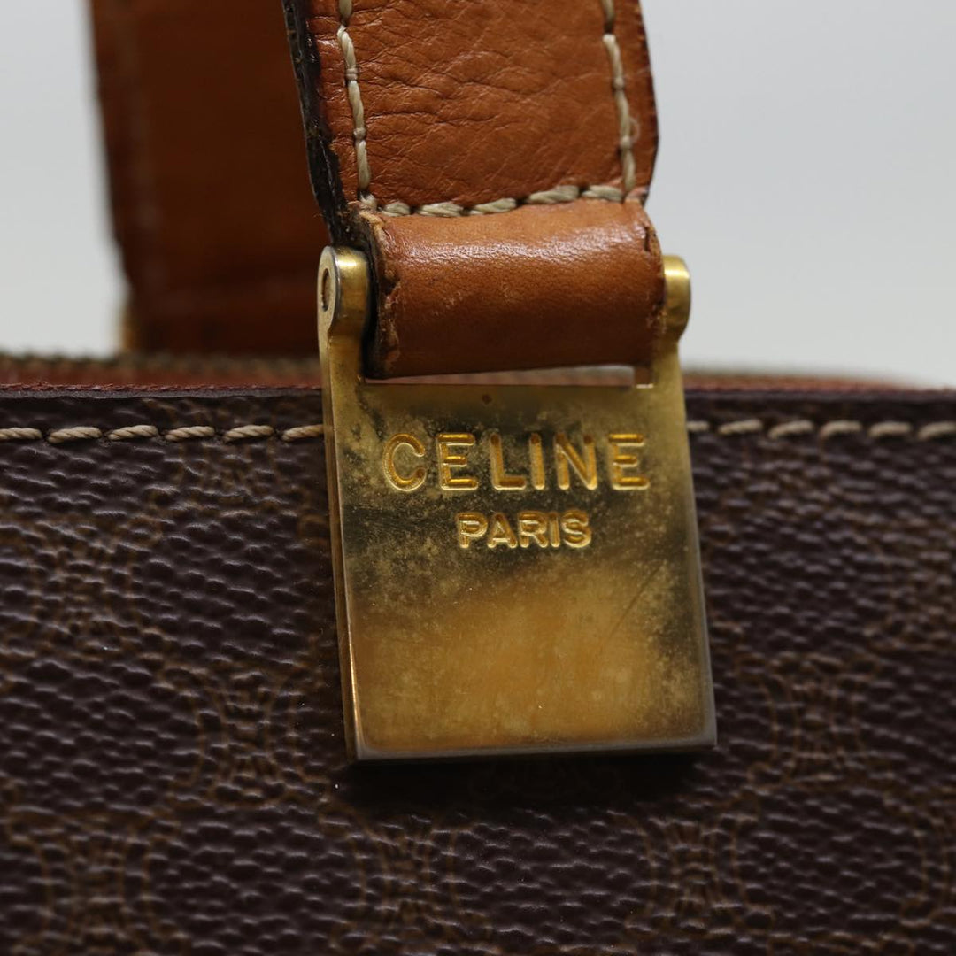 Celine Macadam Canvas Hand Bag PVC Brown Auth 74620