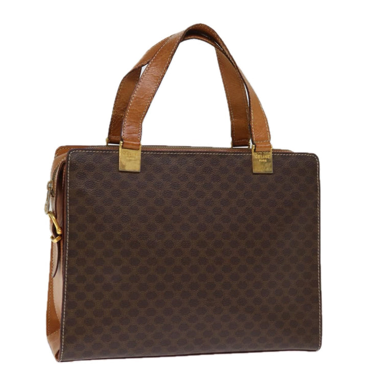 Celine Macadam Canvas Hand Bag PVC Brown Auth 74620