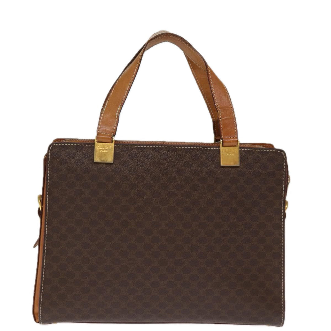 Celine Macadam Canvas Hand Bag PVC Brown Auth 74620