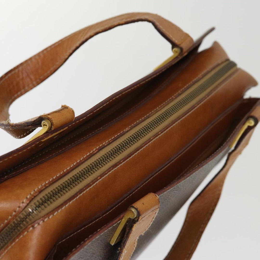 Celine Macadam Canvas Hand Bag PVC Brown Auth 74620