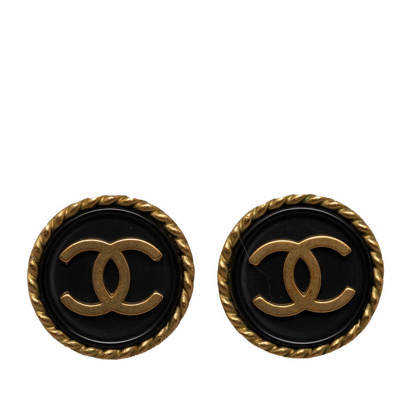Top Quality Chanel Vintage Cocomark Wind Cars Earrings Gold Black Mack   CHANEL