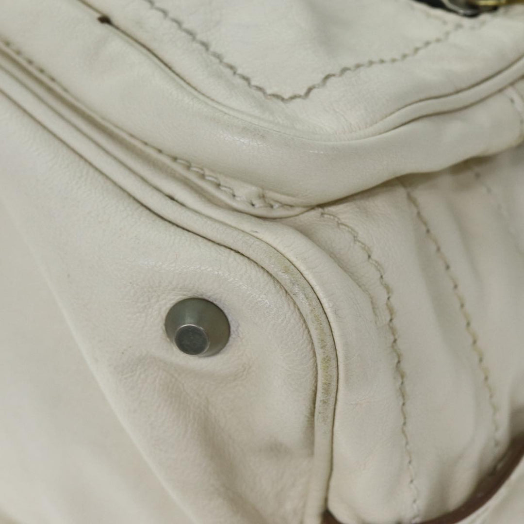 Chloe Hand Bag Leather Cream 74645