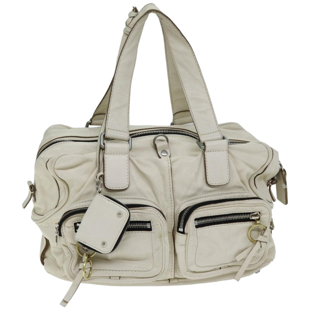 Chloe Hand Bag Leather Cream 74645