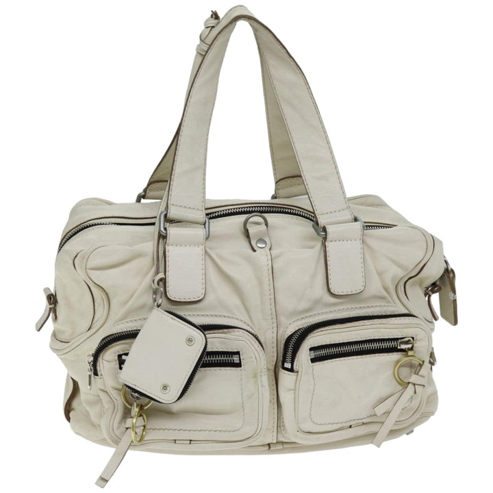 Chloe Hand Bag Leather Cream 74645