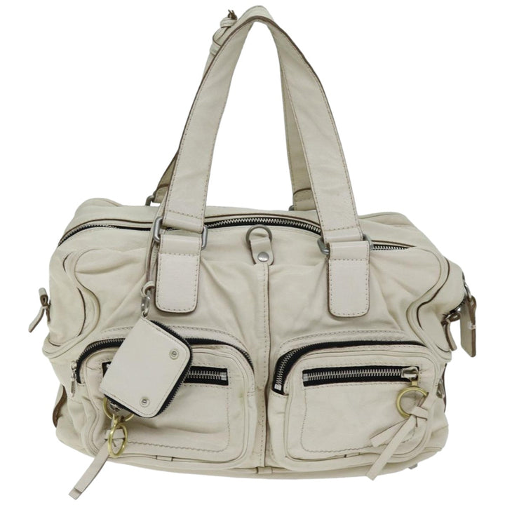 Chloe Hand Bag Leather Cream 74645