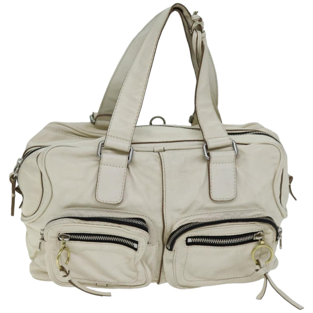 Chloe Hand Bag Leather Cream 74645