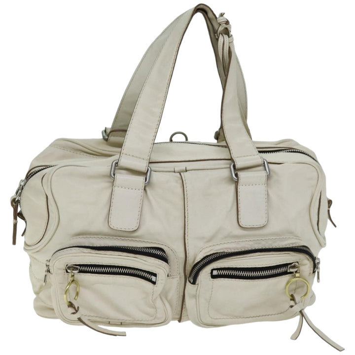 Chloe Hand Bag Leather Cream 74645