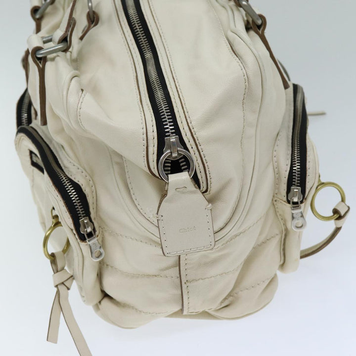 Chloe Hand Bag Leather Cream 74645