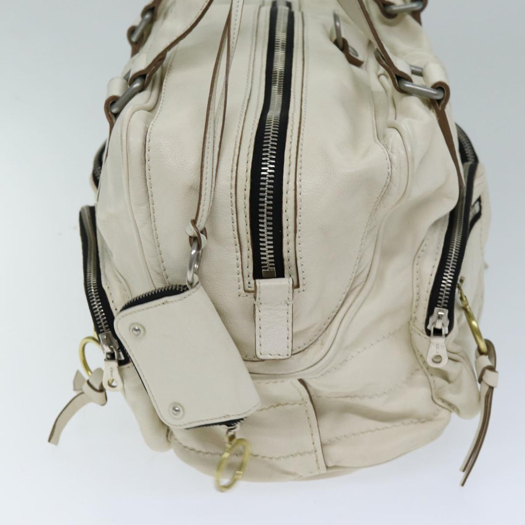 Chloe Hand Bag Leather Cream 74645
