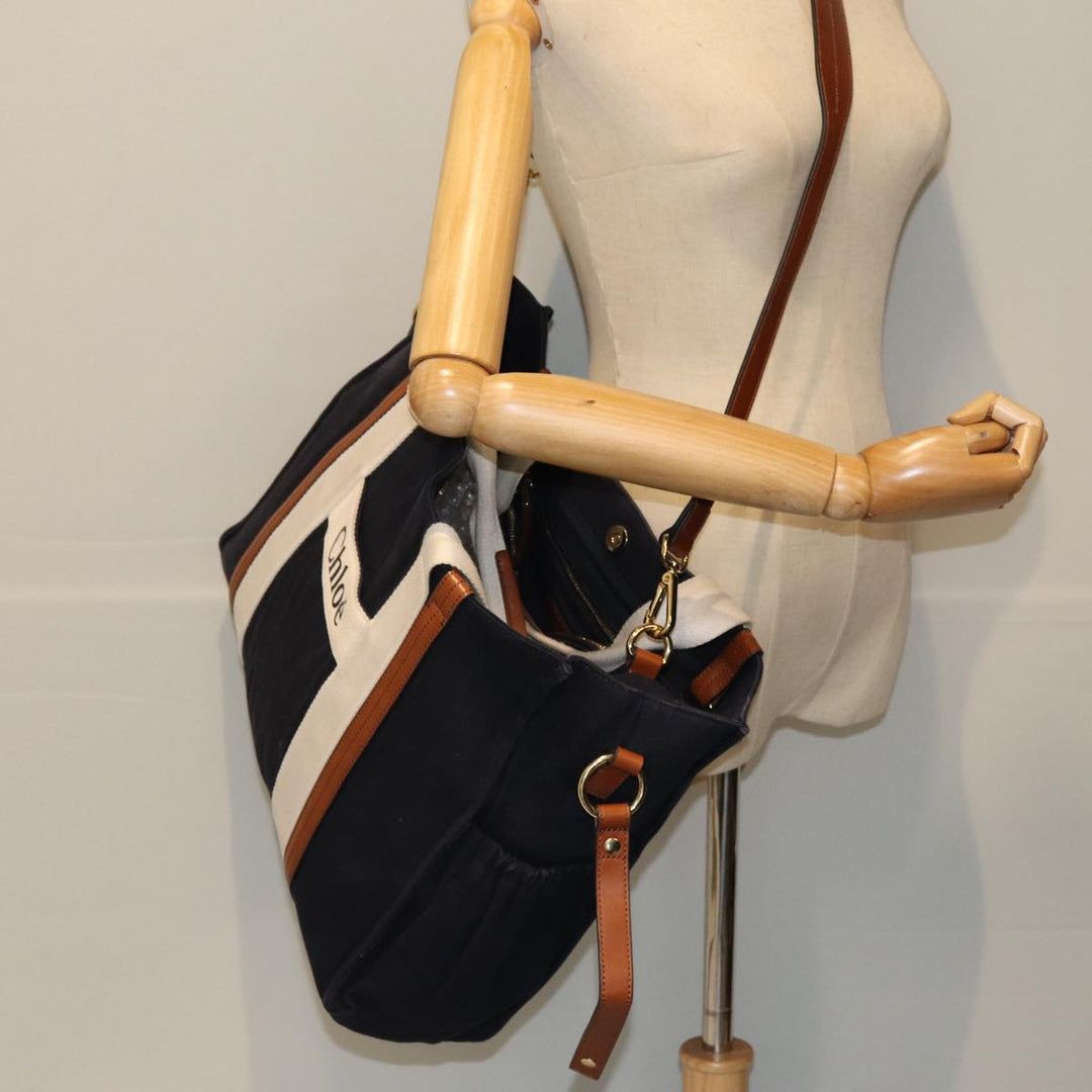 Chloe Tote Bag Canvas 2way Navy 74668