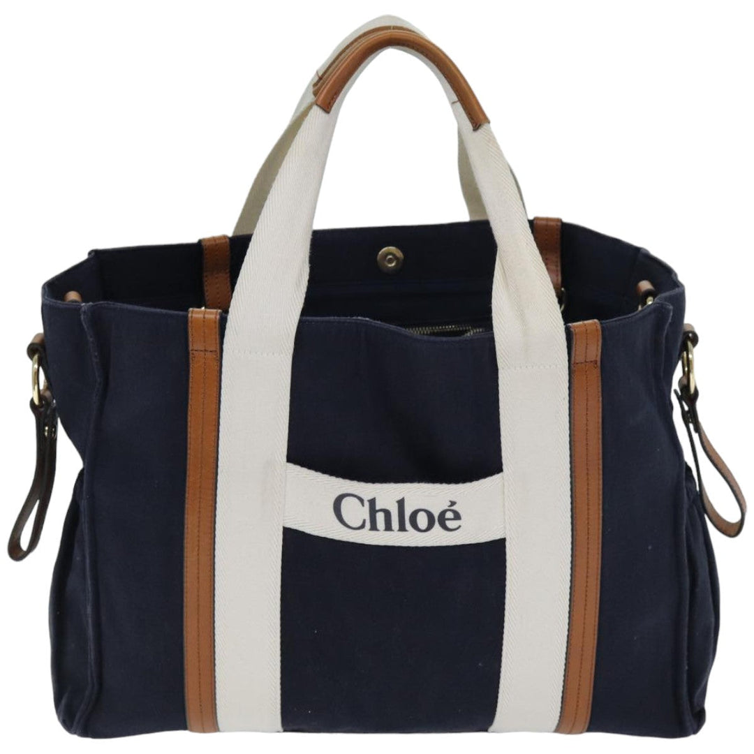 Chloe Tote Bag Canvas 2way Navy 74668