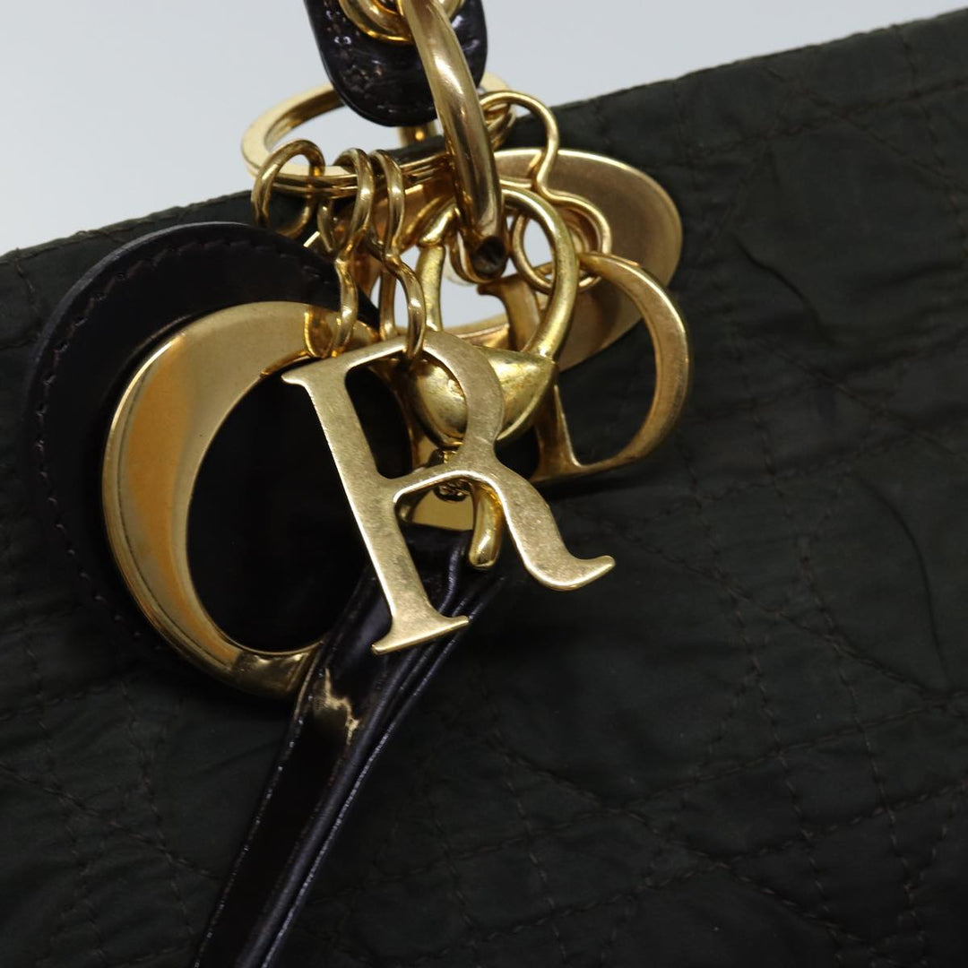 CHRISTIAN Dior Canage Hand Bag Nylon 2way Khaki Auth 74669