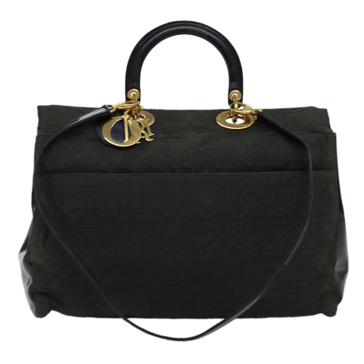 CHRISTIAN Dior Canage Hand Bag Nylon 2way Khaki Auth 74669