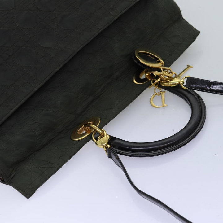 CHRISTIAN Dior Canage Hand Bag Nylon 2way Khaki Auth 74669