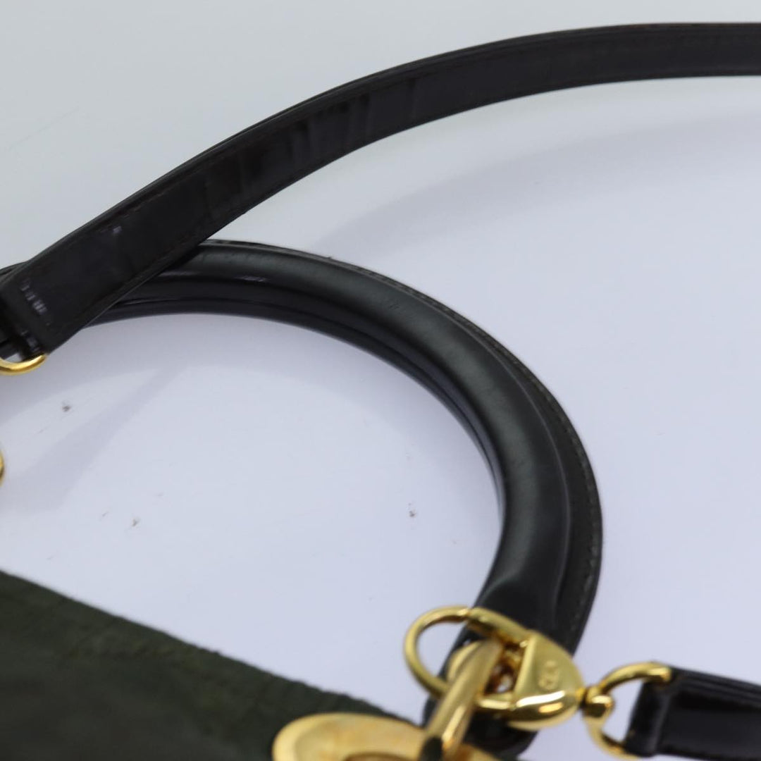 CHRISTIAN Dior Canage Hand Bag Nylon 2way Khaki Auth 74669