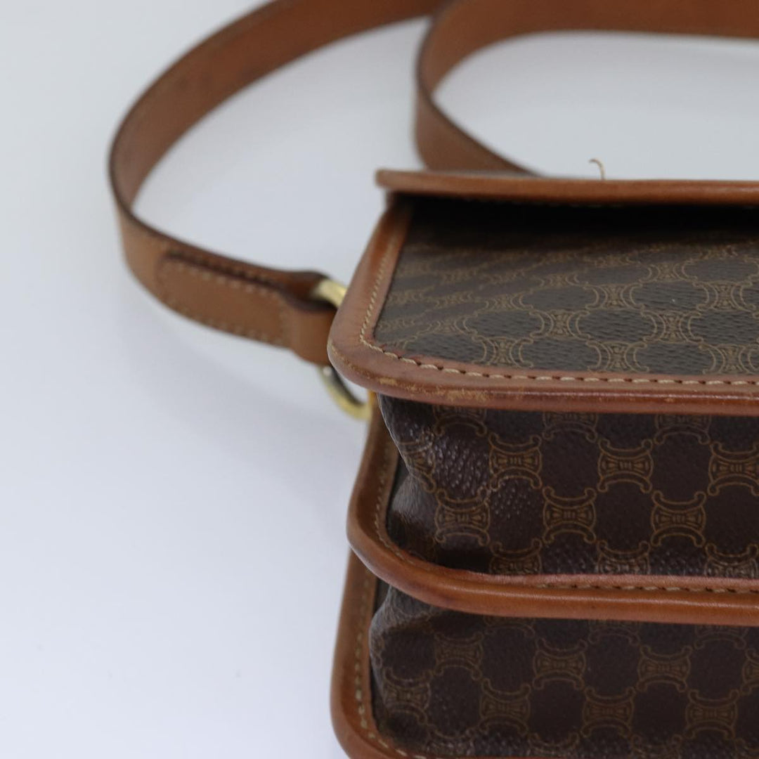 Celine Macadam Canvas Shoulder Bag PVC Brown  74680