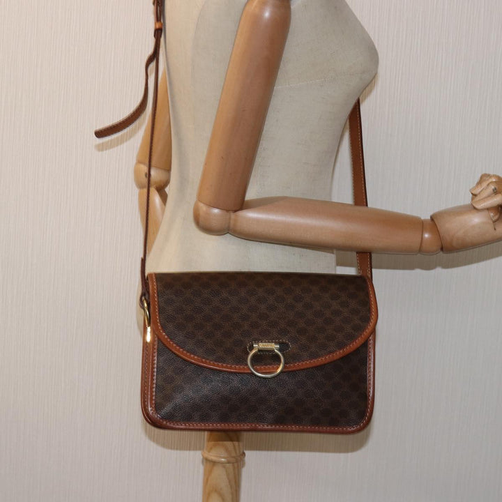 Celine Macadam Canvas Shoulder Bag PVC Brown  74680