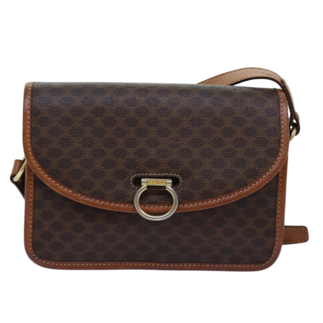 Celine Macadam Canvas Shoulder Bag PVC Brown  74680