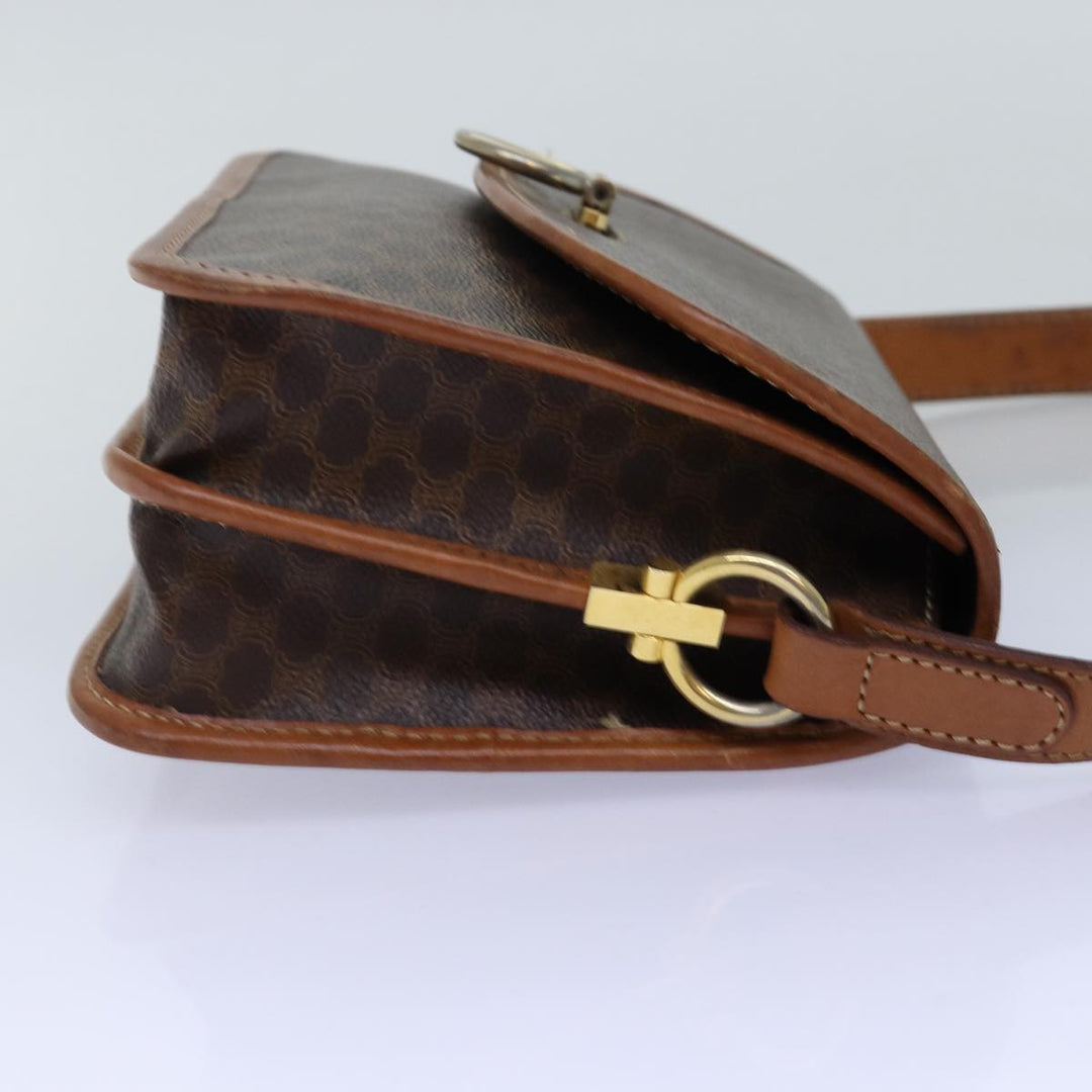 Celine Macadam Canvas Shoulder Bag PVC Brown  74680