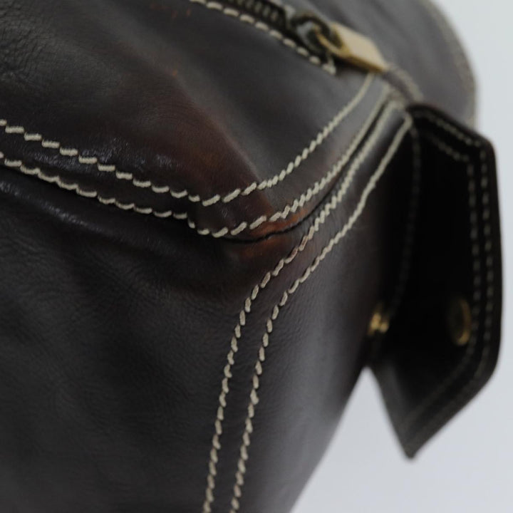 Celine Hand Bag Leather Brown  74692