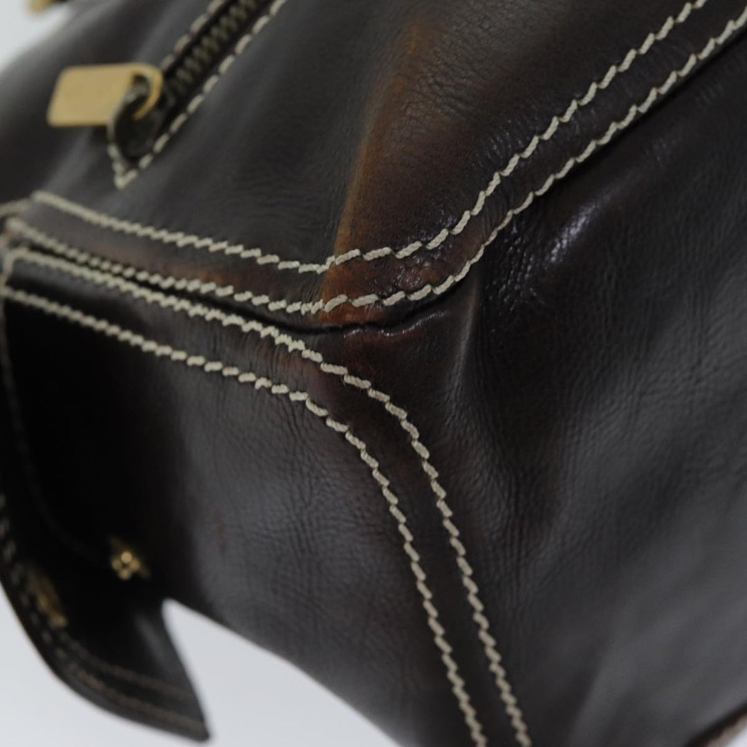 Celine Hand Bag Leather Brown  74692