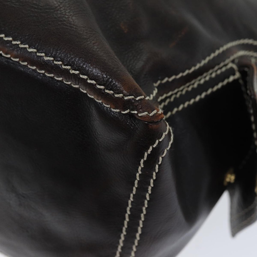Celine Hand Bag Leather Brown  74692