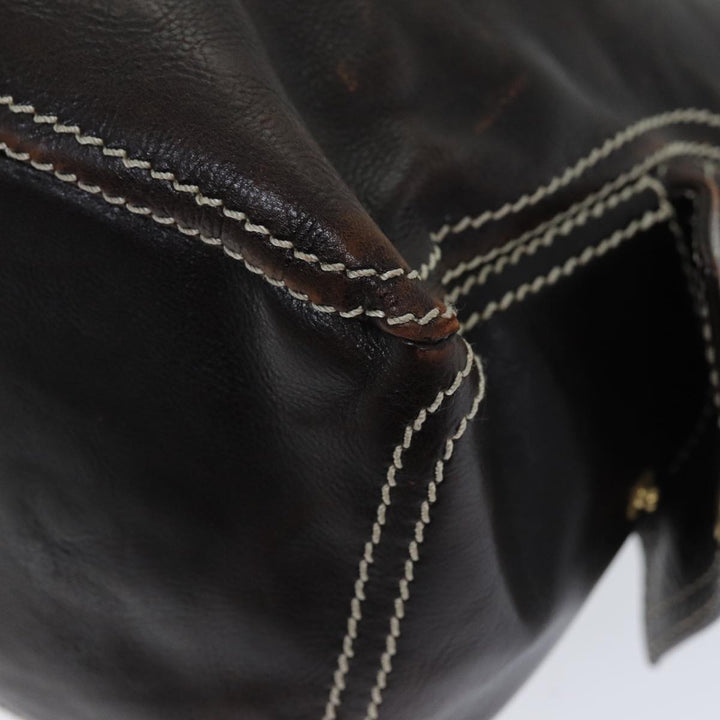 Celine Hand Bag Leather Brown  74692