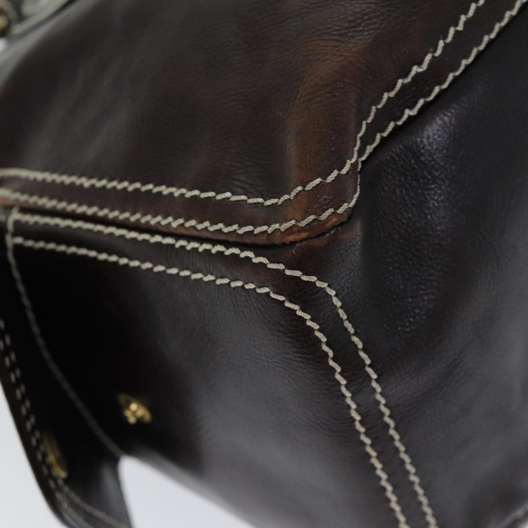 Celine Hand Bag Leather Brown  74692